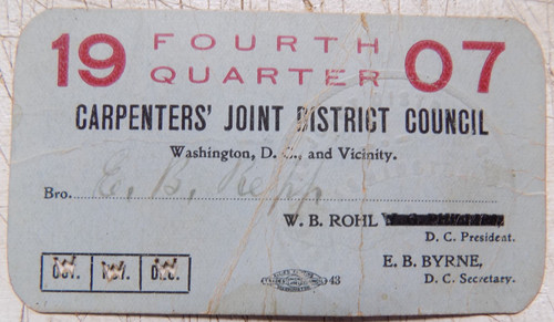 Carpenters union card 1907 - union,