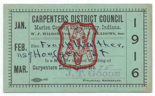 1916 carpenter trade union - 1916, carpenter's